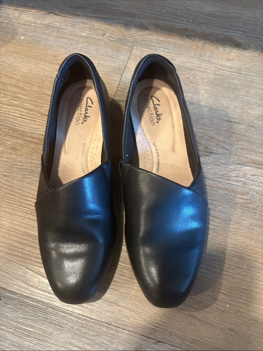 Clarks Black Leather Slip-On Flats